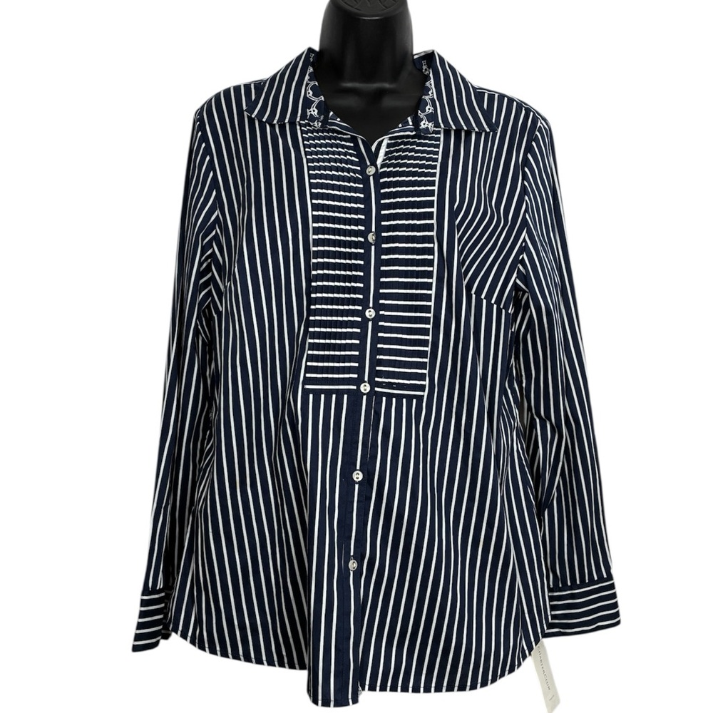 Charter Club Navy Striped Women's Top Size 16 NEW